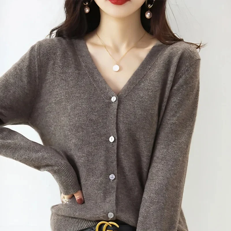 New V-Neck Temperament Small Fragrant Wind Women Loose Sweater Sweater All Sweater Coat Special Offer Cardigan