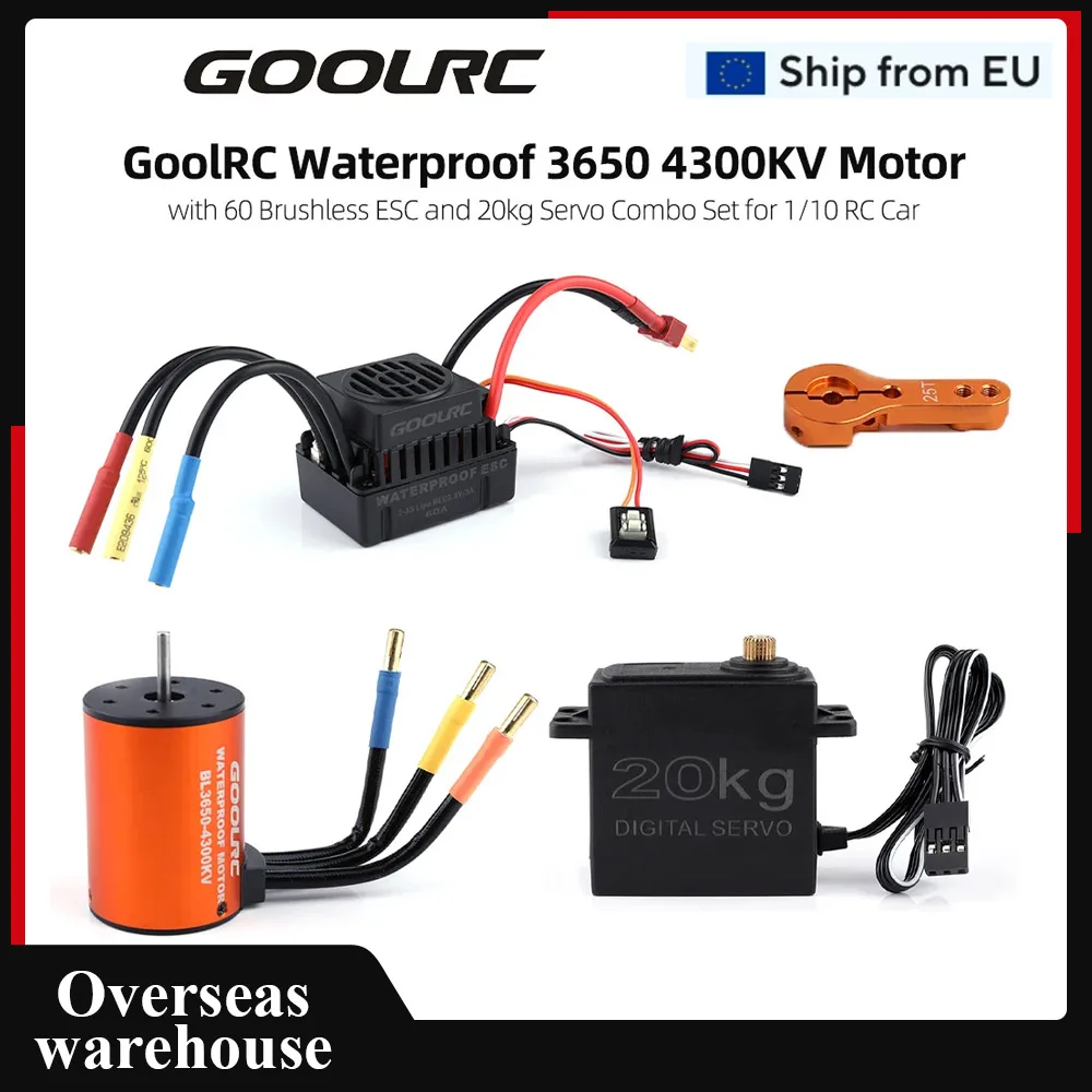 GoolRC Upgrade Waterproof 3650 3900KV Brushless Motor ESC 20kg with 60A ESC Combo Set for 1/10 RC Car Truck RC Parts