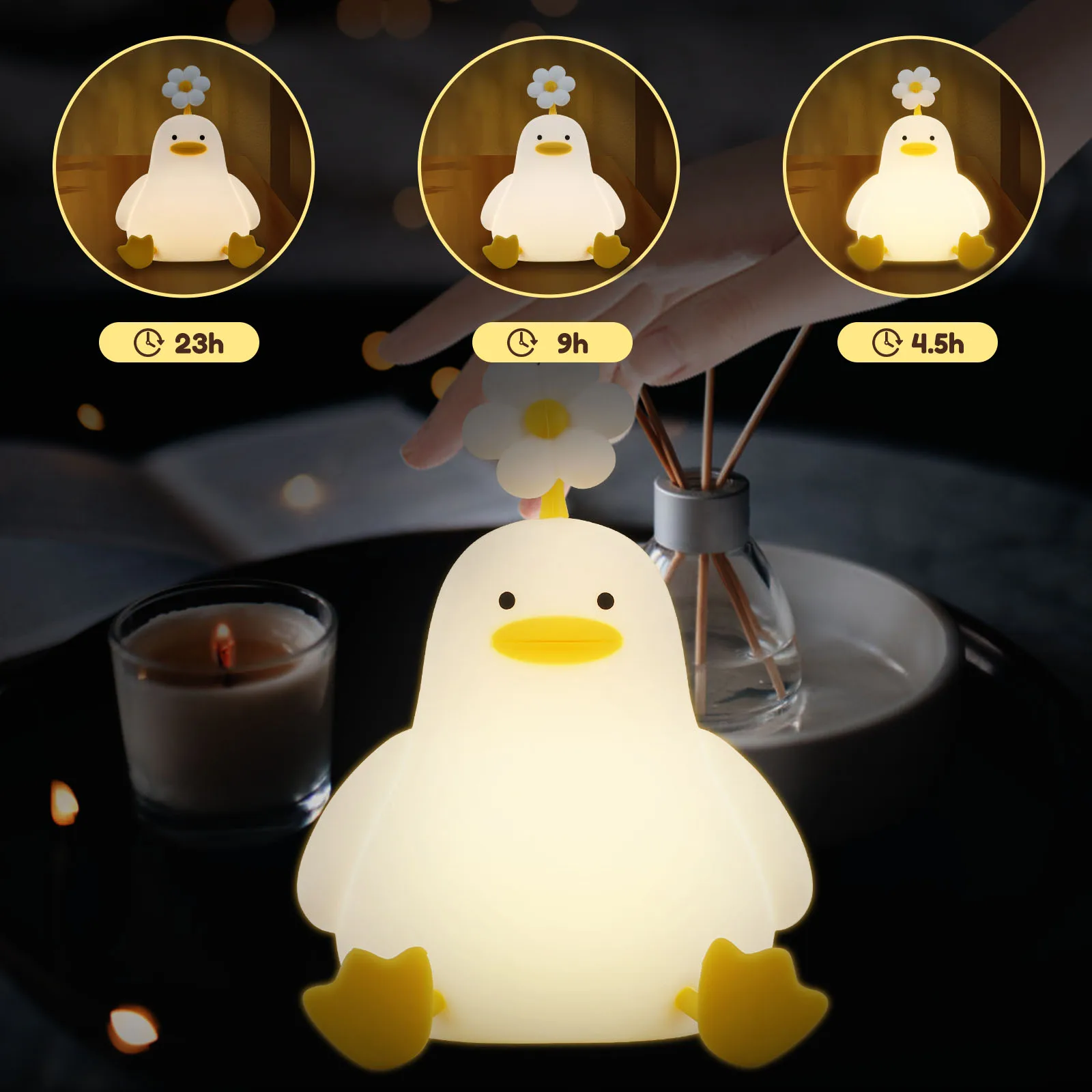 Led bambini luce notturna anatroccolo lampada ricaricabile USB Silicone Squishy dormire camera da letto Desktop Decor lampada regalo di festa per bambini