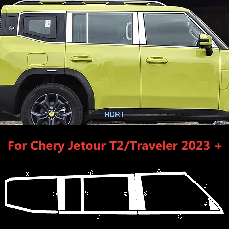 

Window Trim Strip Glass Side Molding Cover Car Styling Exterior Accessories Center Pillar For Chery Jetour T2/Traveler 2023 +