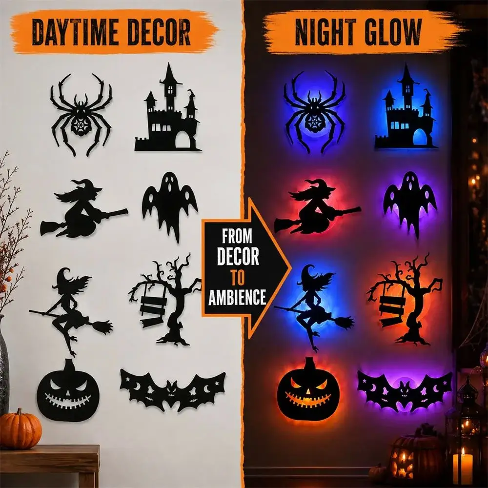 150 PCS Halloween PET Light Wall Decals, Waterproof LED Decorations, Easy Install for Home Party Festival Party Ornament