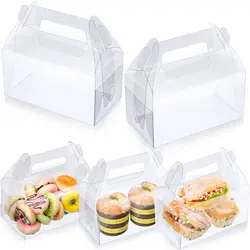 10pcs Transparent Gable Bakery Gift Boxes Candy Gift Boxes Party Favor Boxes for Dessert Cookies Birthday Party Wedding
