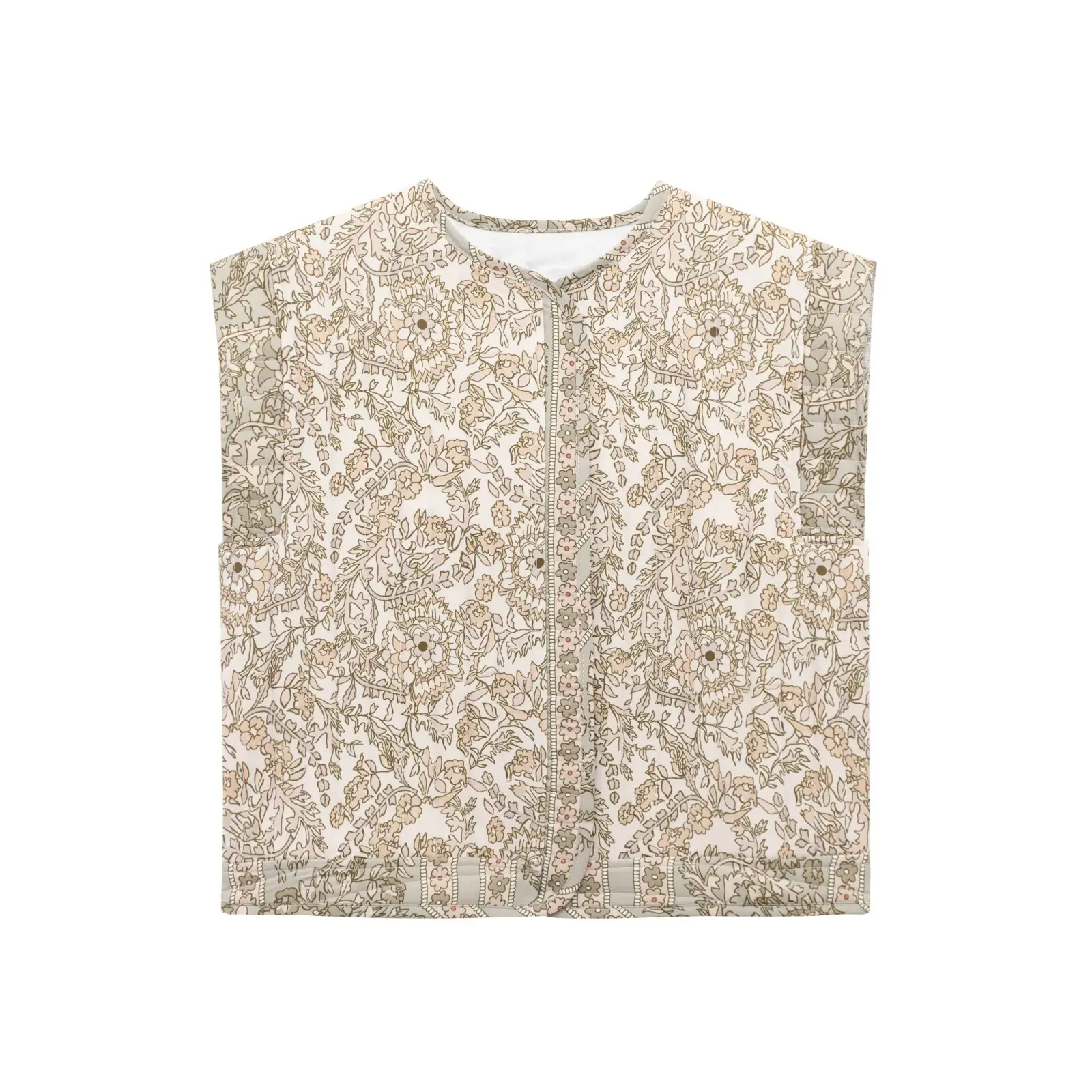 Zevity 2024 Women National Style O Neck Floral Print Patchwork Quilted Cotton Vest Jacket Ladies Retro Slim WaistCoat Tops CT332 — zdjęcie 3