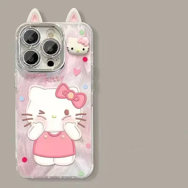 Hello Kitty 50th Anniversaryเคสโทรศัพท์สําหรับApple Iphone 16 15 14 13 12 Pro Maxพร้อมกับที่วางโทรศัพท์และสร้อยข้อมือน่ารัก