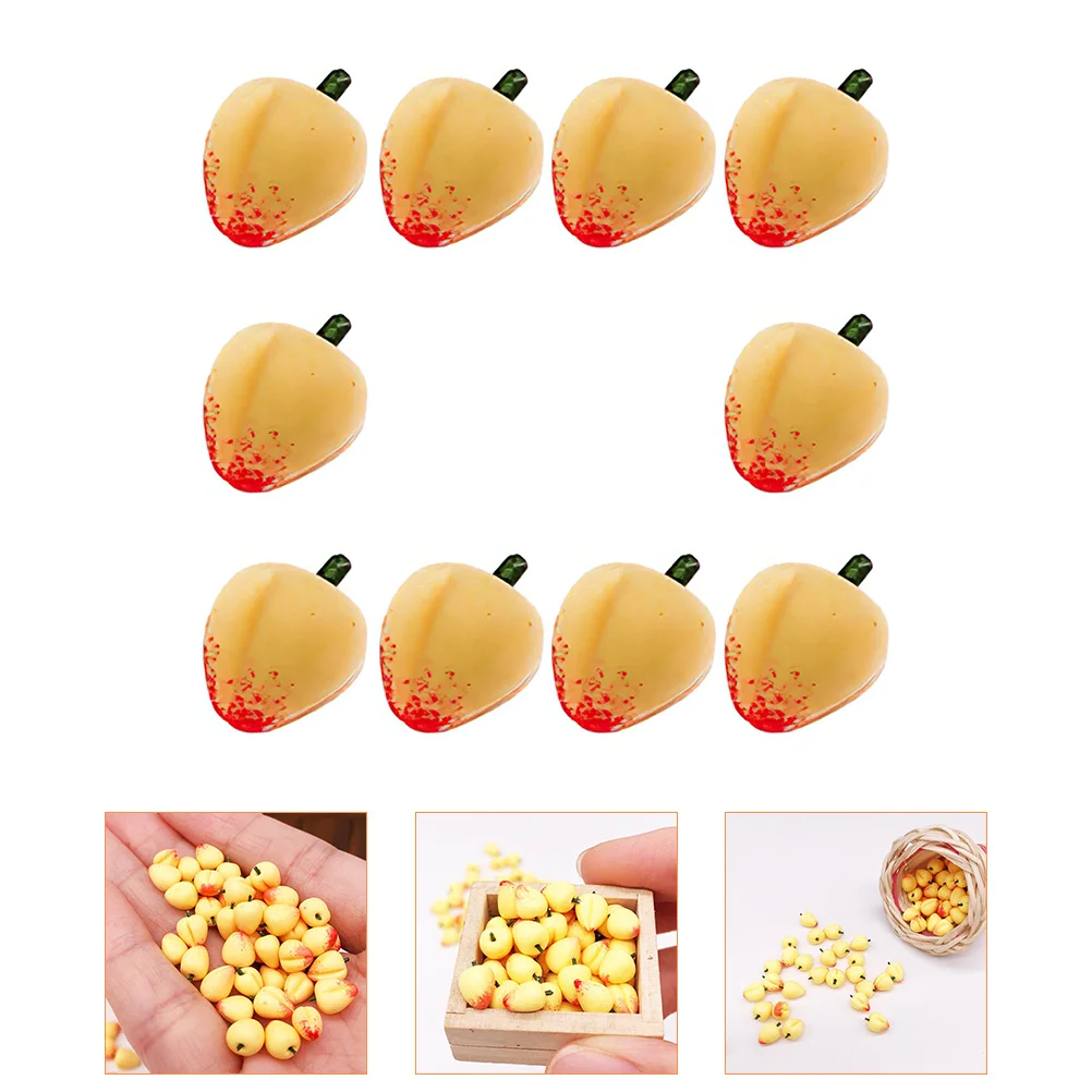 10 Pcs Dollhouse Yellow Peach Artificial Mini Accessories Fake Model Interesting Decor Lovely Models Ornaments