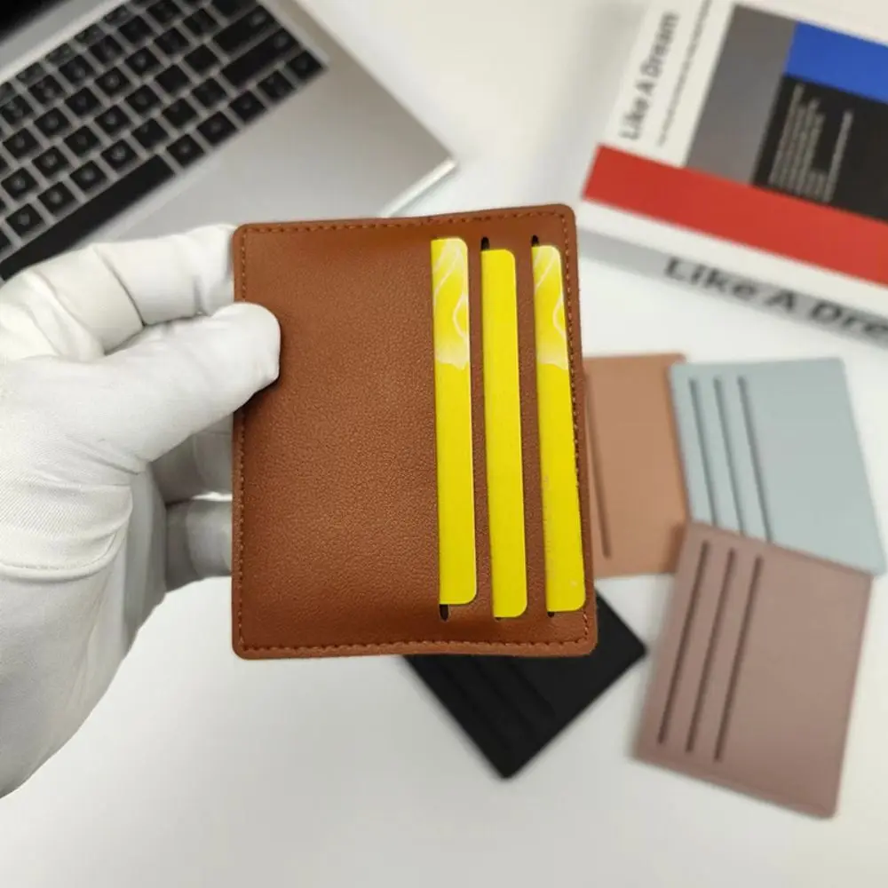 Solid Color PU Leather Card Holder Korean Style Multi-position ID Credit Card Case Buse Card Case Handbag Short Card Bag Travel