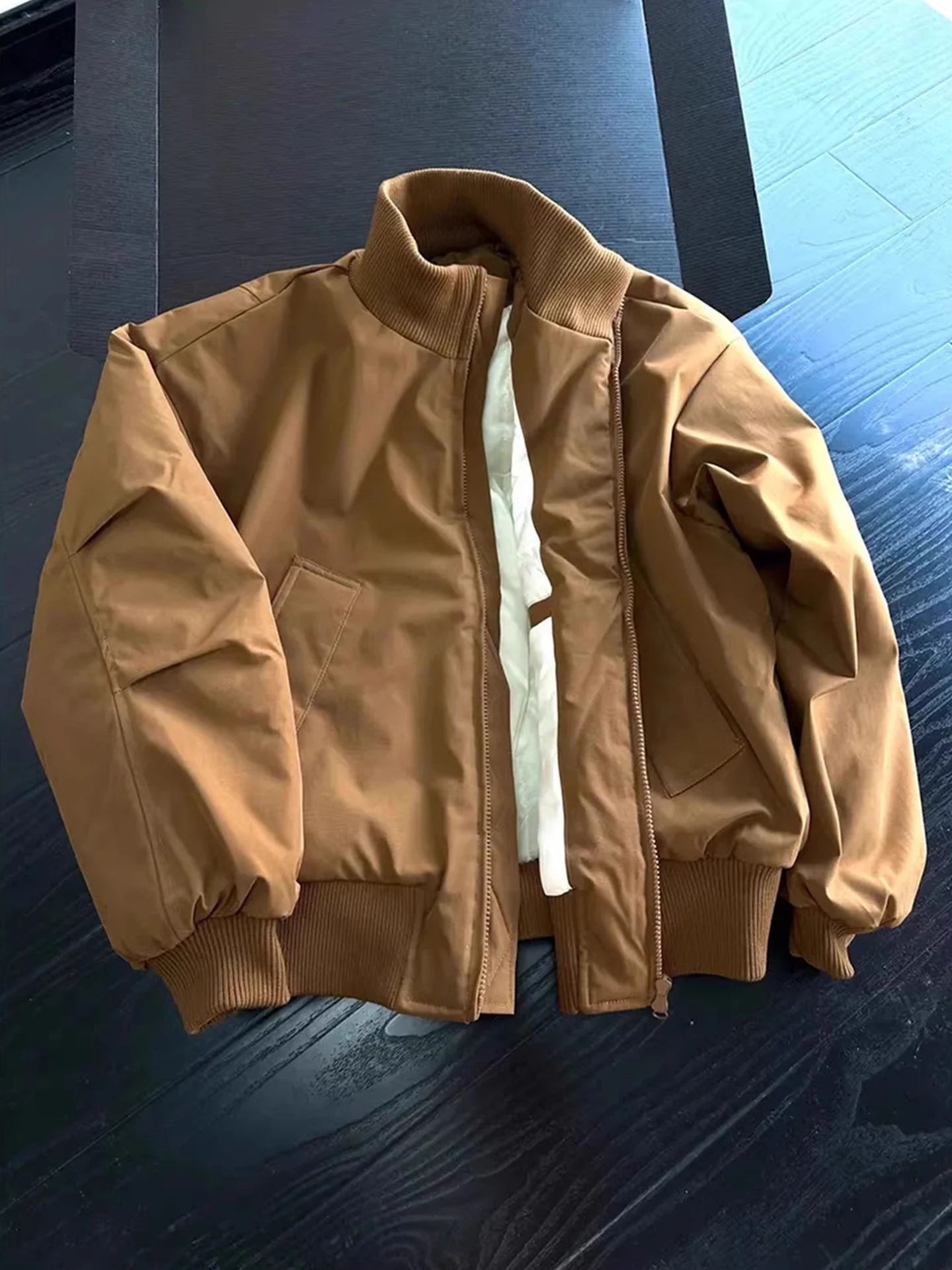 

Утепленная хлопковая куртка-бомбер для мужчин, короткая, с воротником-стойкой, теплая, повседневная, осенне-зимняя верхняя одежда