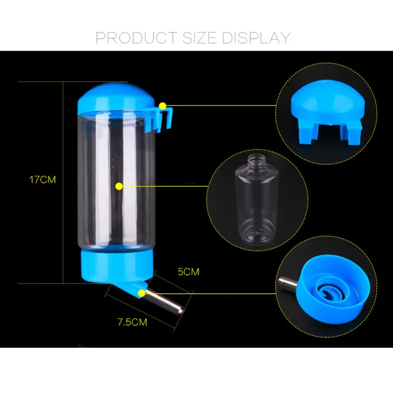 Pet Water Bottle Hanging Leak-Proof 400Ml Plastic Drinking Dispenser for Small Animals Puppy Cat Rabbit Dustproof