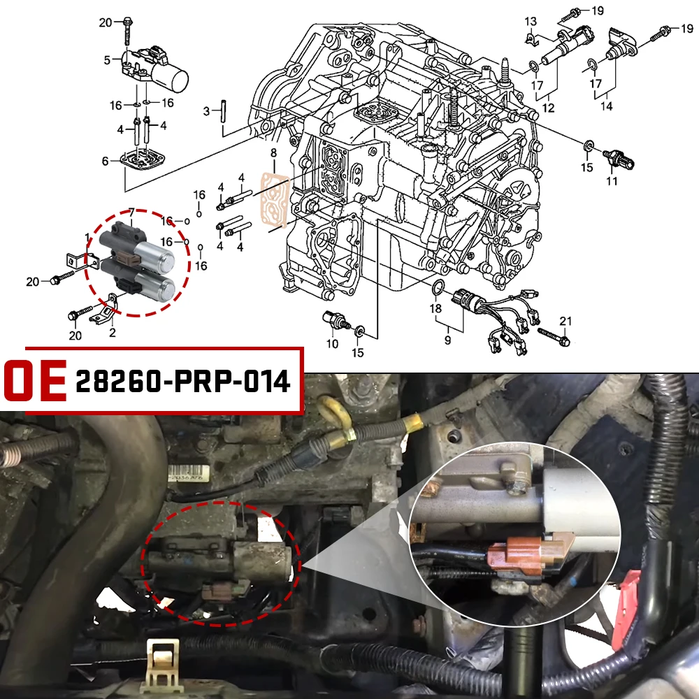 Transmission Dual Linear Solenoid Fit 28260-PRP-014 For Honda Accord/CRV/Acura Auto Replacement Automatic Transmission & Parts