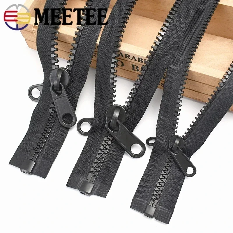 Meetee 60-300cm 5# 8# 10# Resin Zippers Plastic Double-sided Zipper Puller Head for Outer Tent Double Pull Tab Zips Sew Material