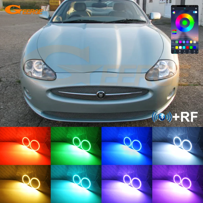 

For Jaguar Xk 8 Xk8 Xkr X100 1996-2006 RF Remote Bluetooth APP Multi-Color Ultra Bright RGB Led Angel Eyes Kit Halo Rings