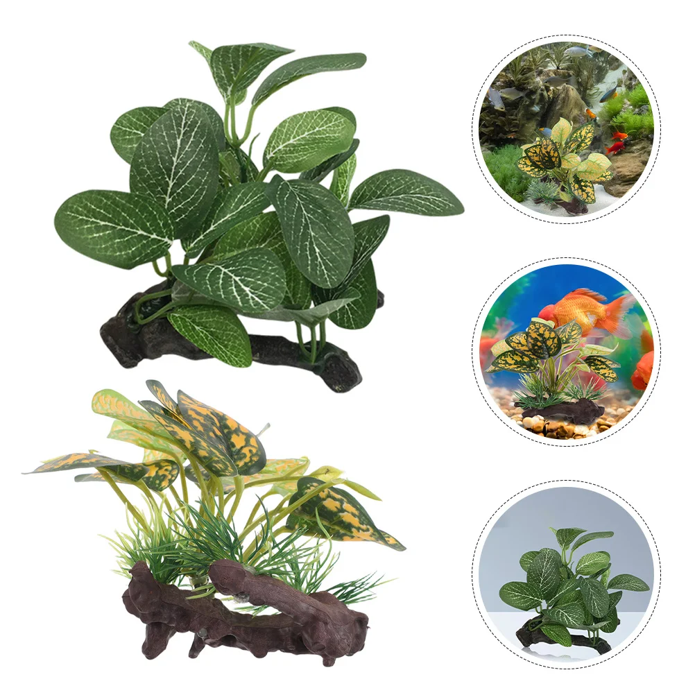 

2Pcs Plastic Artificial Aquarium Plants Betta Leaf Pad Hammock Fish Tank Ornament Goldfish Fish Hides Small Reptile Tank