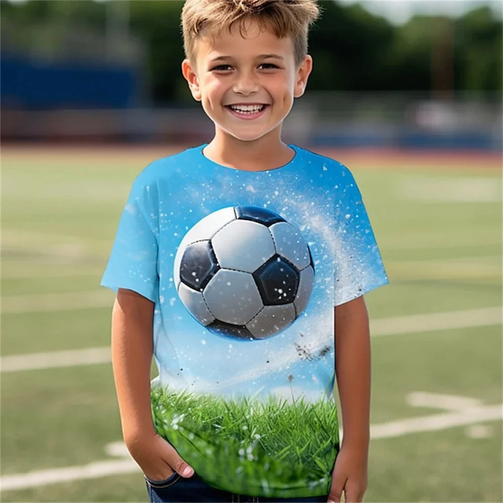 Esportes de fitness correndo futebol impressão 3d menino camisetas moda manga curta camisetas casuais roupas para meninos crianças camisetas