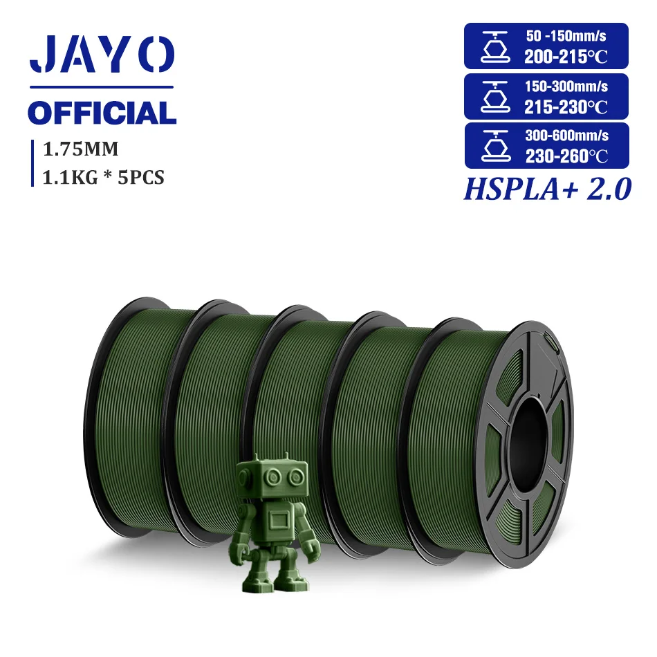 JAYO Upgrade 2.0 Hoge Snelheid PLA PLUS 600 MM/S 3D Printer Filament PLA + 3D Filament 1.75 MM 5 Rolls Hoge Taaiheid Filament