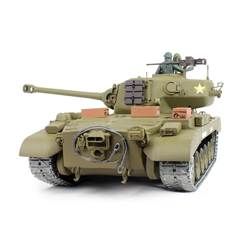 1/16 7.0 HENG LONG RTR RC Military Tank M26 Pershing  3838 360° Turret Barrel Recoil Full Metal Gearbox Idler Engine Smoke