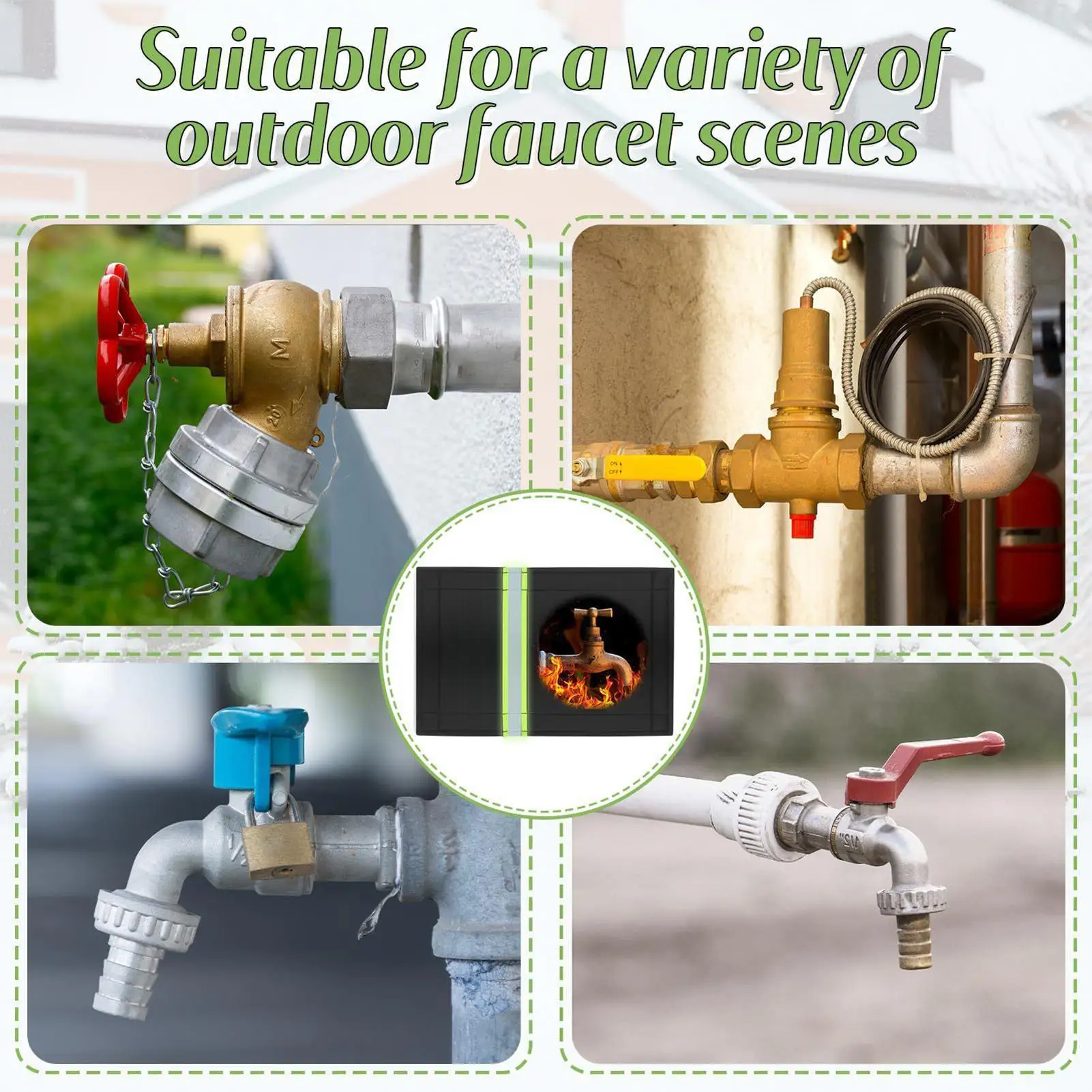 Faucet Covers For Winter Pipe Insulation With Reflective Strip Spigot Covers Winter Insulated For Patio Lawn Garden Christmas - view 3