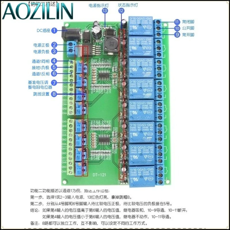 [8-Channel voltage comparison module] 8-channel comparator voltage module comparison module lm339 lm393