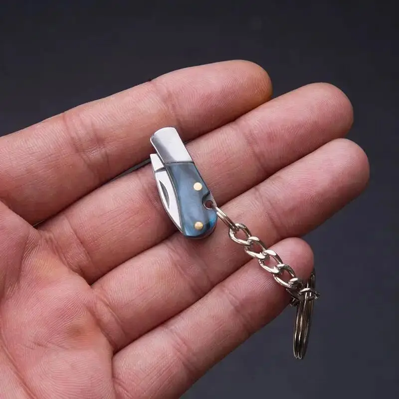 Mini Klappmesser Anhänger Schlüsselanhänger Outdoor Wandern Camping Tragbares Taschenmesser Schlüsselringe Obstschäler Kleine Geschenke Souvenir – Detail 6