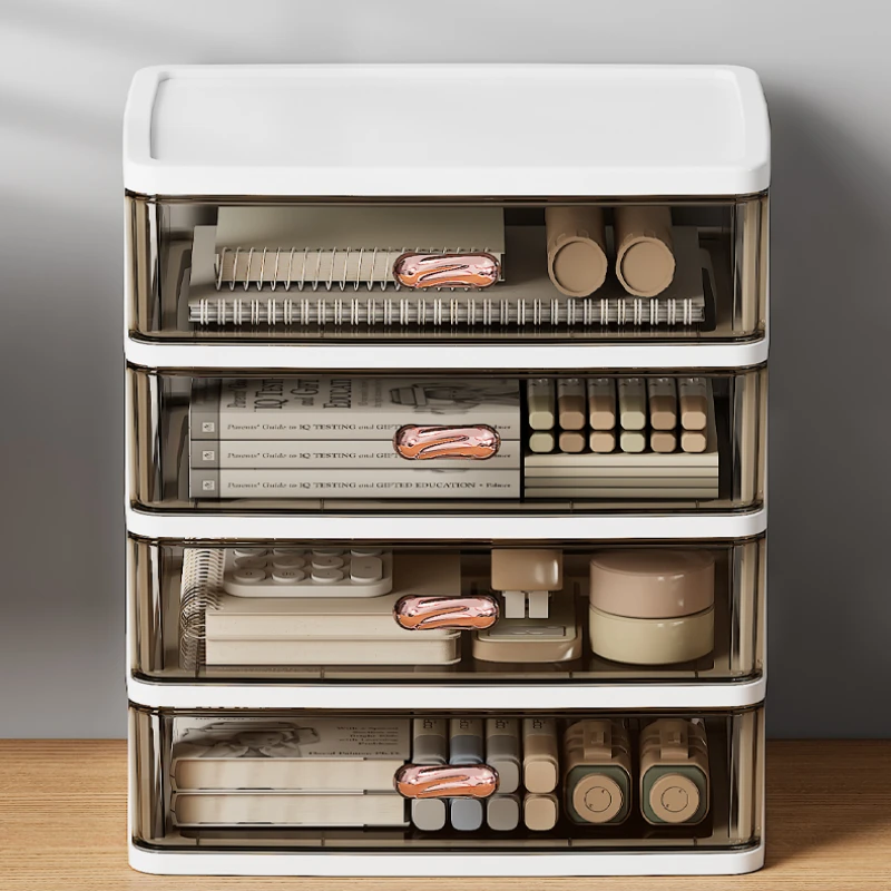 

*Desktop Storage Box Drawer Desk Stationery Transparent Locker Office A4 Paper File Sundries Shelf