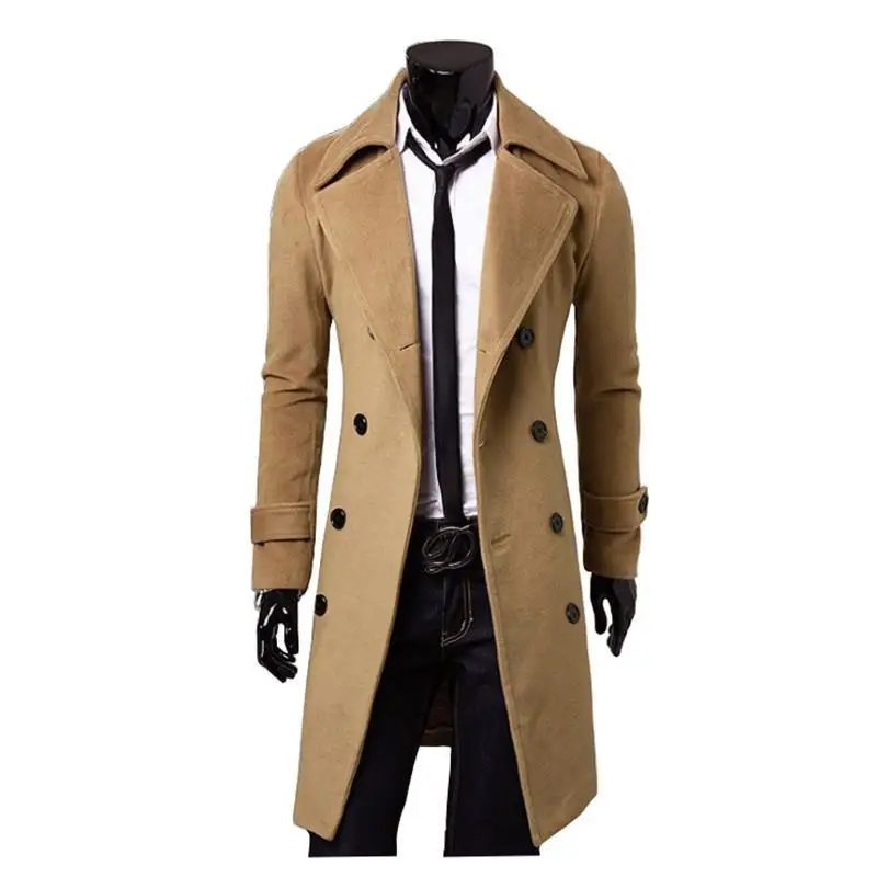 Manteau en laine coupe couvertes pour homme, double boutonnage, fendu arc-en-ciel, taille européenne, amélioré