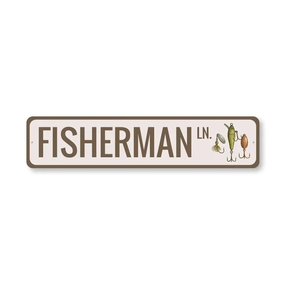 CIFbuy Personalized Text Long Metal, Custom Fisherman Fishing Lure Wall Ornament