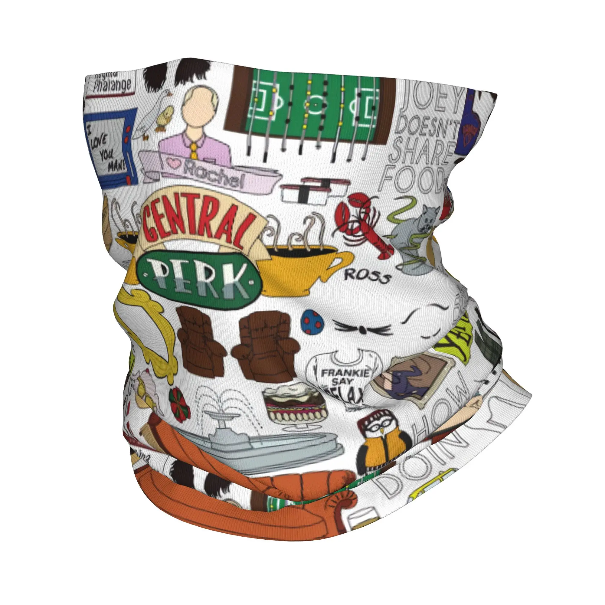 Funny Friends Collage Neck Gaiter Men Women UV Face Shield Winter TV Show Bandana Scarf for Cycling