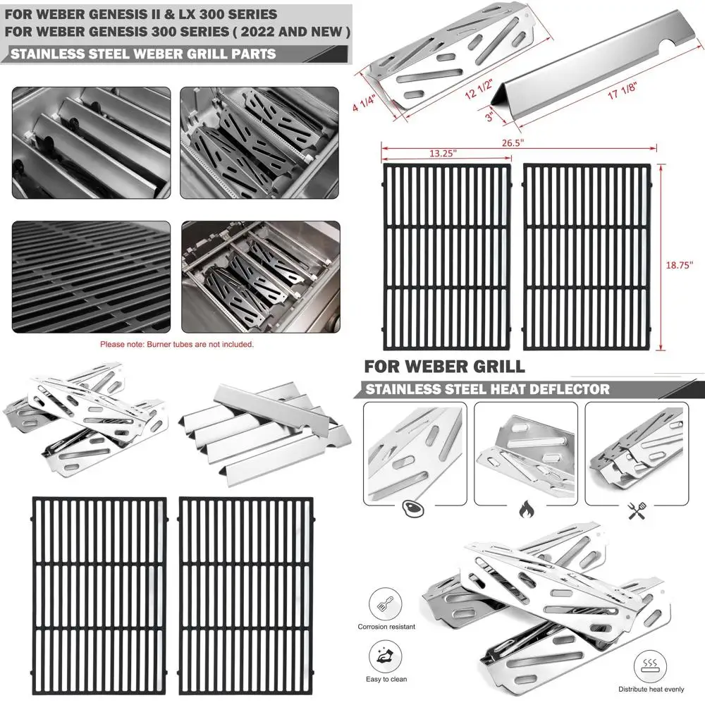 

Weber Genesis II GS4 E310-E335 Grill Cooking Grates, Flavorizer Bars, and Heat Deflector Grids Replacement Parts