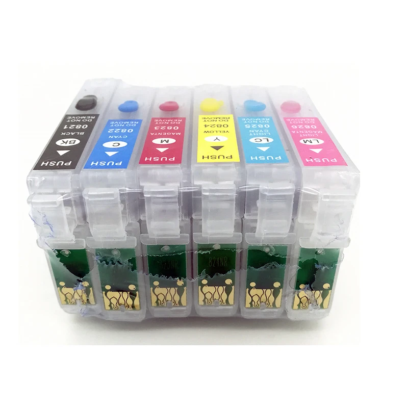 Vilaxh T0821 - T0816 Refillable Ink Cartridge For Epson T0821N Stylus R270 R390 TX650 T50 T59 RX590 TX700W TX800W TX720 TX700