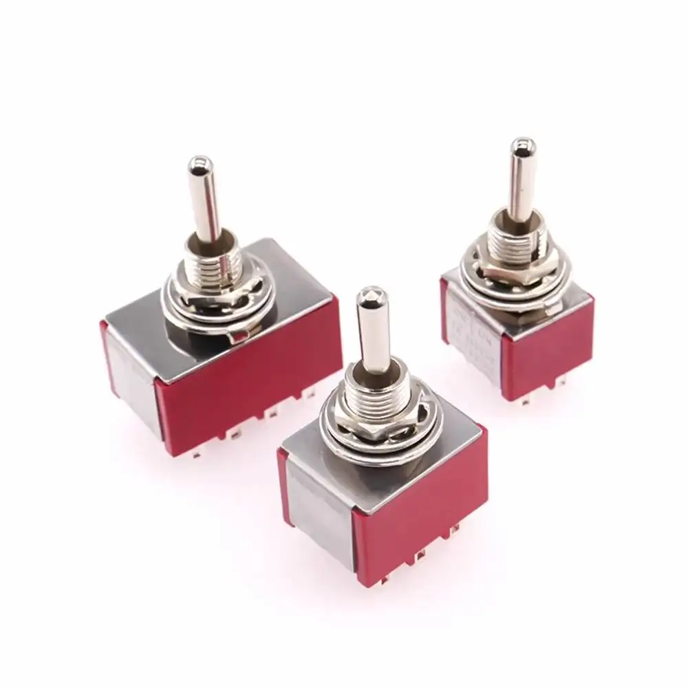 20pcs Red Mini Lever Toggle Switch 2/3 Position Self-resetting ON-OFF-ON /ON-ON 120VAC 6A 3pin 6pin 6mm Mounting MTS-102 103 202