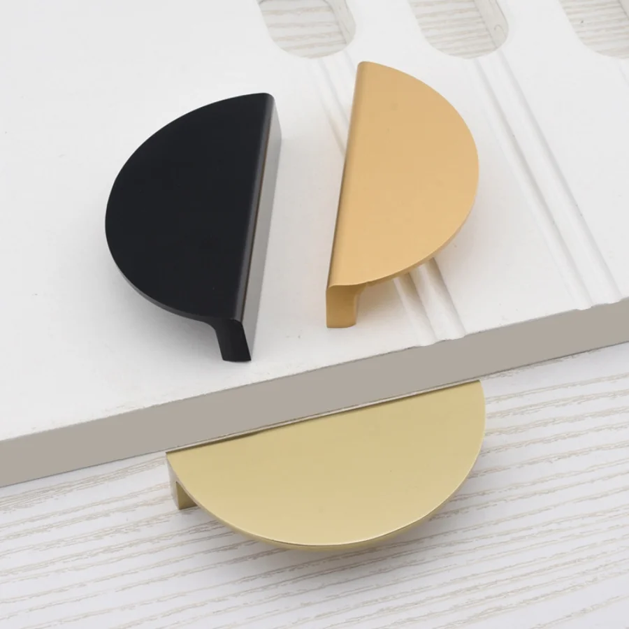 6pcs Stylish Semicircle Cabinet Pulls Minimalist Design Furniture Handles for Wardrobe Cupboard Dresser Drawer Hardware