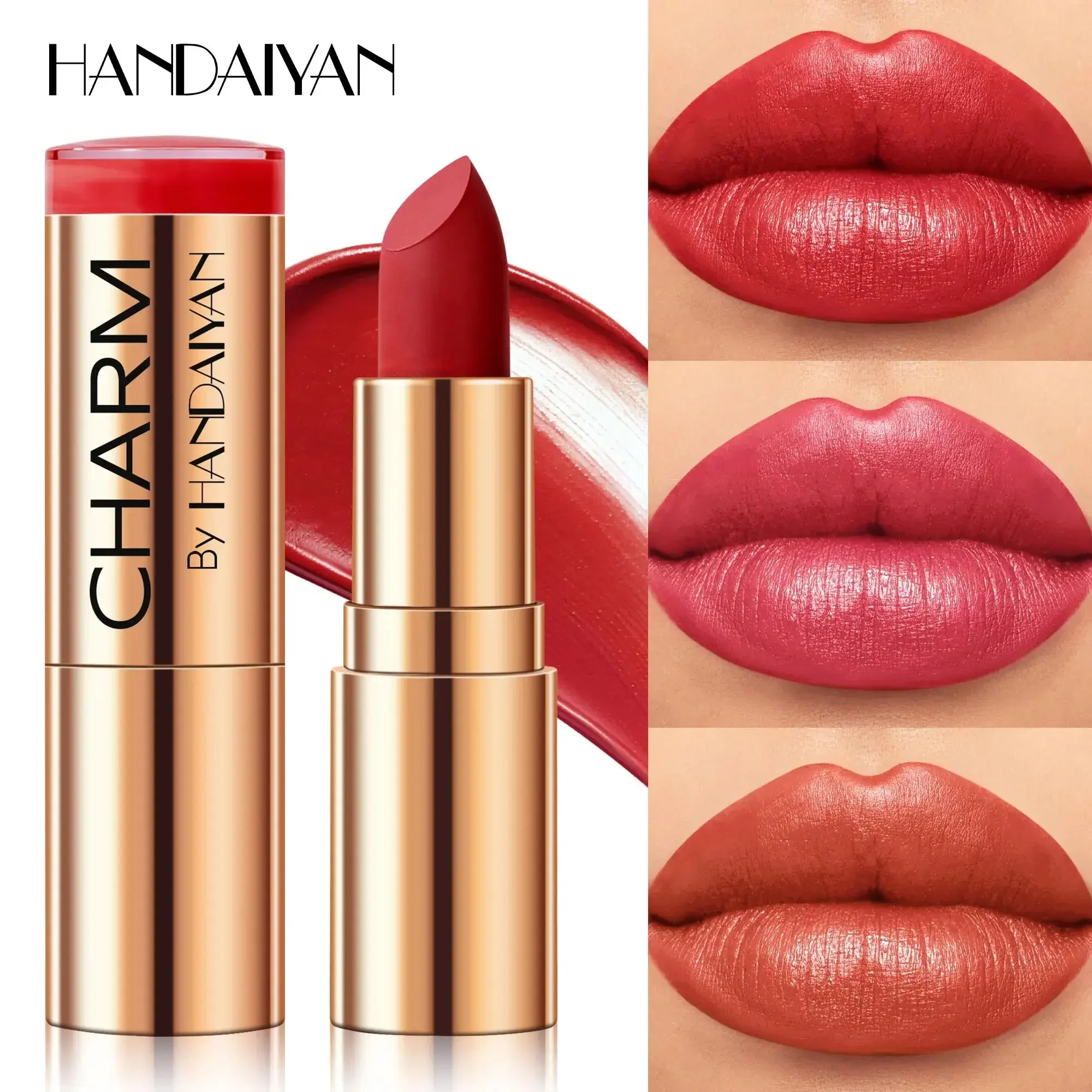 Long Lasting Moisturizing Velvet Lipstick Waterproof Non Stick Cup Creamy Nourish Cover Lip Line Glossy Golden Mud Formula