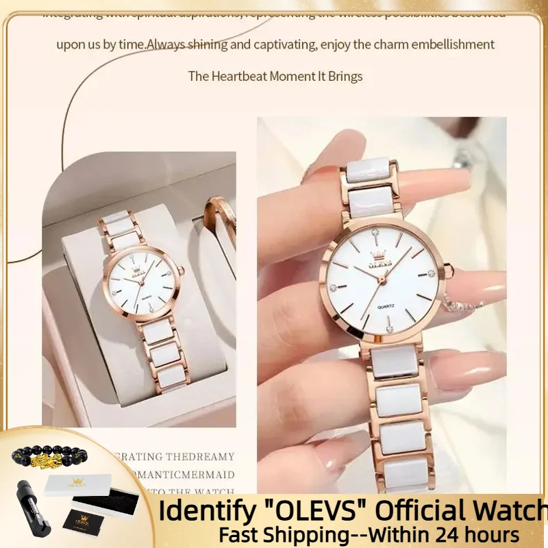 

Часы OLEVS для женщин, японский механизм, керамический ремешок для часов, роскошные элегантные женские часы-браслет, женские часы Reloj Mujer 5877