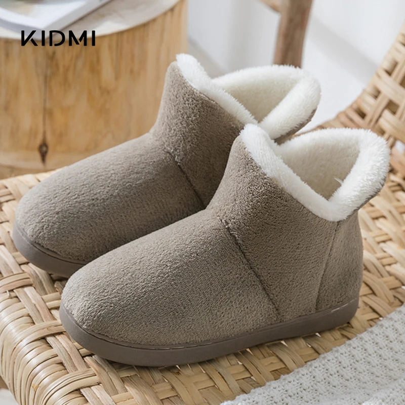 Kidmi Plush Fur Women's Boots Winter Men Warm Fuzzy Ankle Boots For Women Outdoor Bag Heel Home Boots Fashion Women Snow Boots