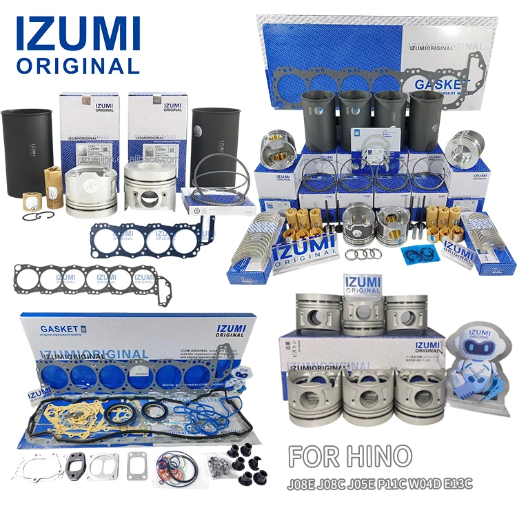 IZUMI Engine Rebuild Parts J08E J08C J05E P11C W04D EH700 E13C Cylinder Repair Kit PISTON LINER KIT for HINO Engine