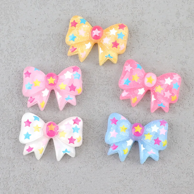 New Bowtie Colorful Resin Bow Cabochon 20pcs Resin Flatbacks for DIY Jewelry Making Wholesale Scrapbook Decoration Accessory