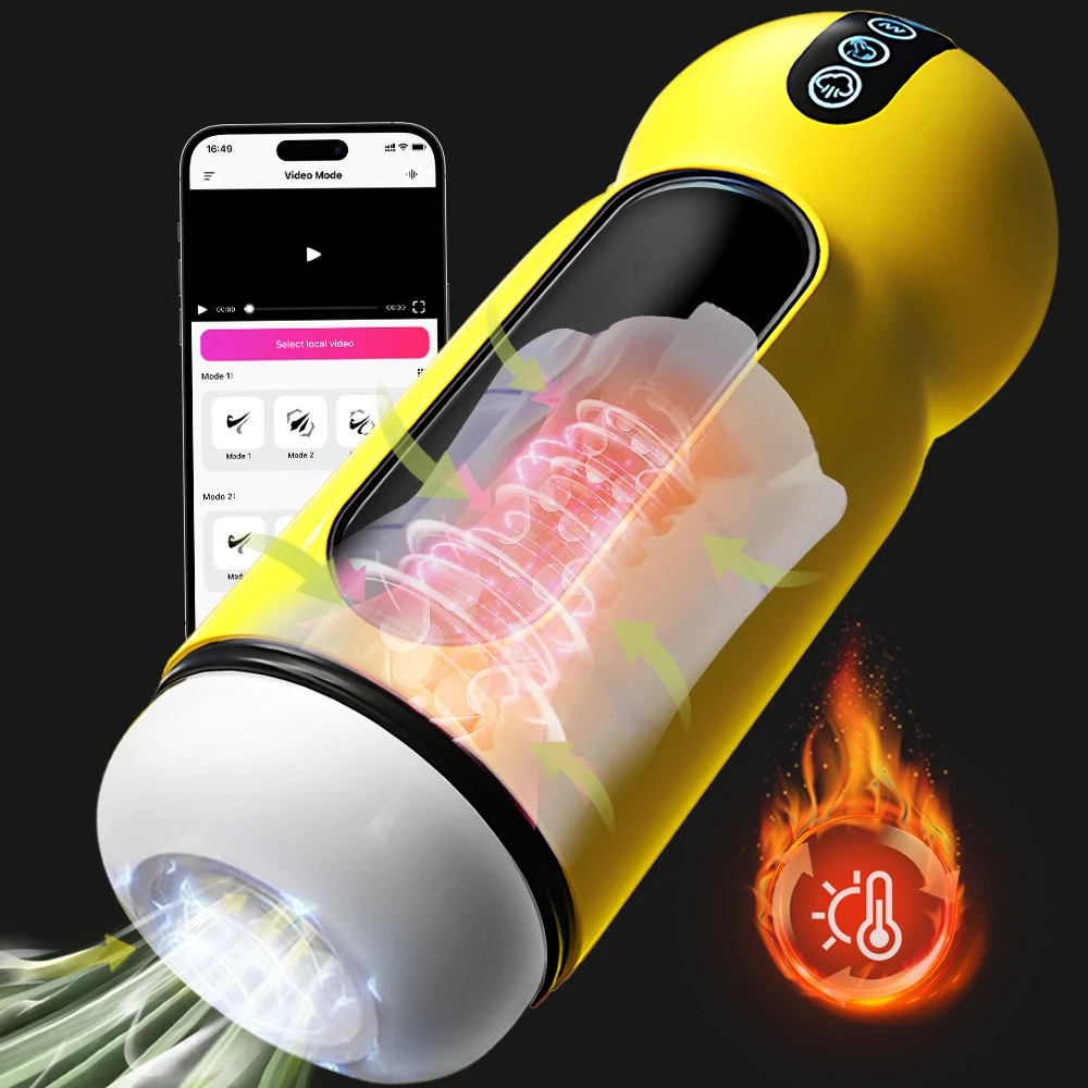 APP Automatic Sucking Male Masturbation Cup Vibration Heated Vagina Blowjob Masturbator Machines Sex Toys Adult Goods for Men