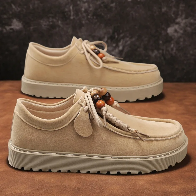 

Осенние замшевые лоферы цвета хаки, мужские удобные мужские туфли без шнуровки для вождения, уличная повседневная обувь на платформе для мужчин, мокасины de hombre