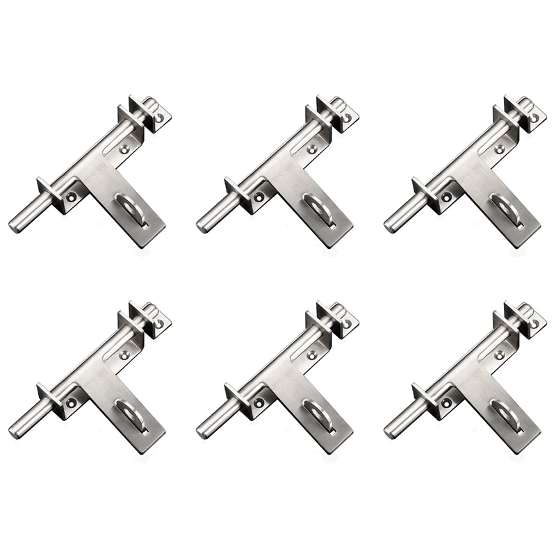 

6X Stainless Steel Bolt 304 Heavy-Duty Left And Right Bolts Sliding Bolt Door Lock Latch