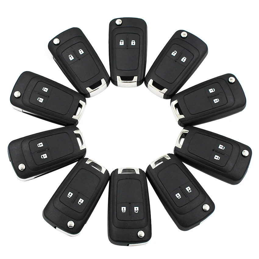 10PCS/LOT  2 Button Flip Folding Key Shell Case Fob for Chevrolet Aveo Cruze Uncut Blade with Logo