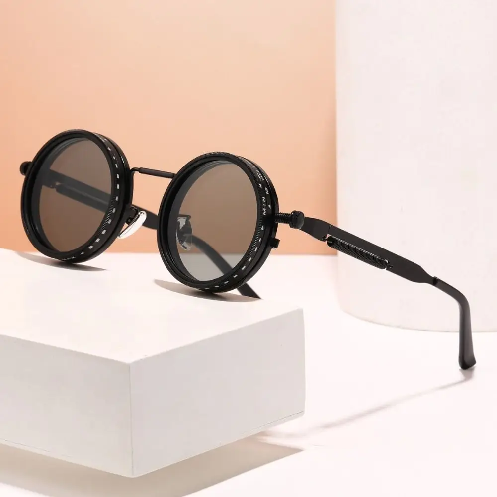 

ND9 Anti-UV Sunglasses Round 9 Level Dimming Adjustable Dimming Sunglasses Retro with Glasse Case Anti-UV Glasses