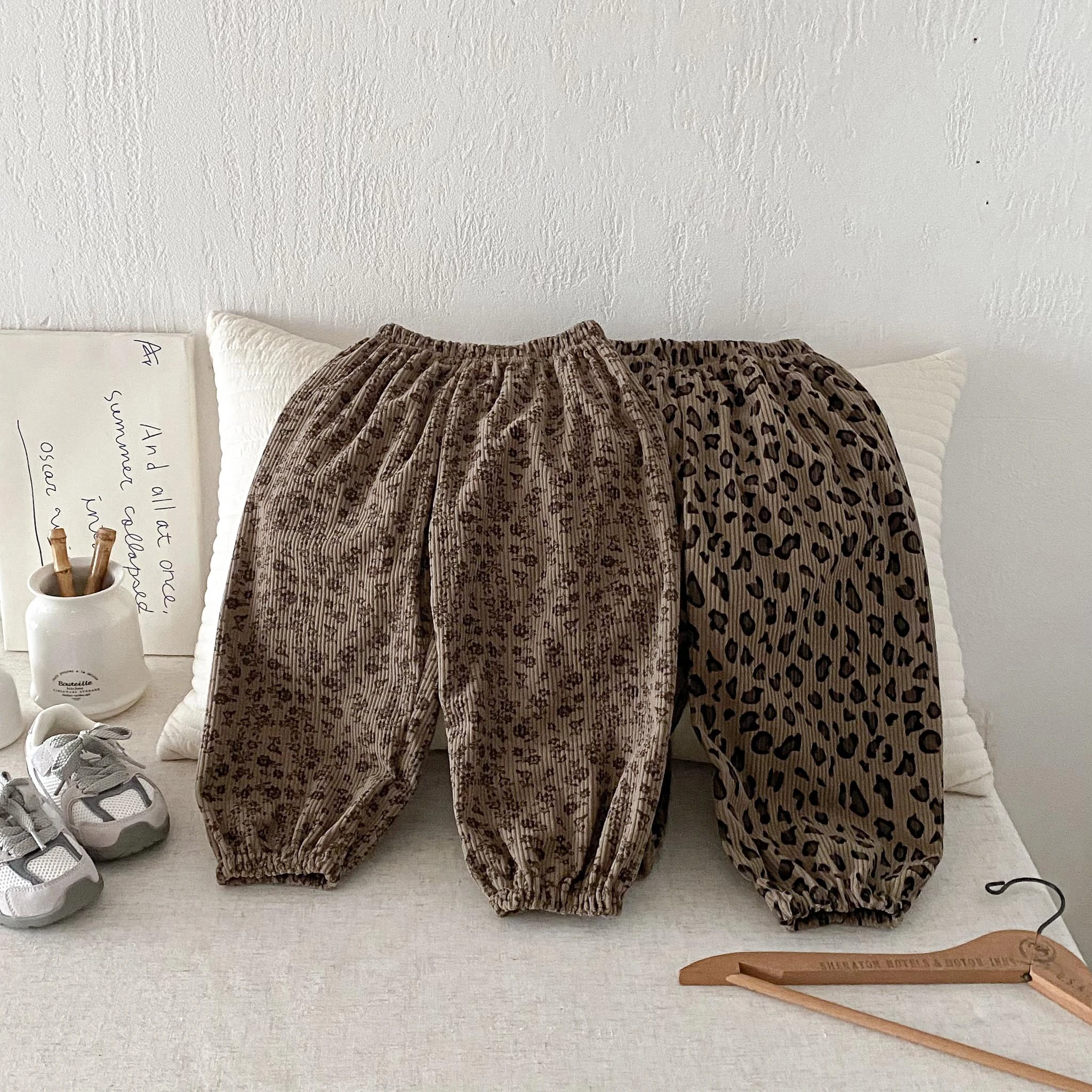Girls Floral Pants Outer Wear Loose Casual Fashion Pants 2026 Spring Autumn Pants Child New Design Printing Long Leopard Pants