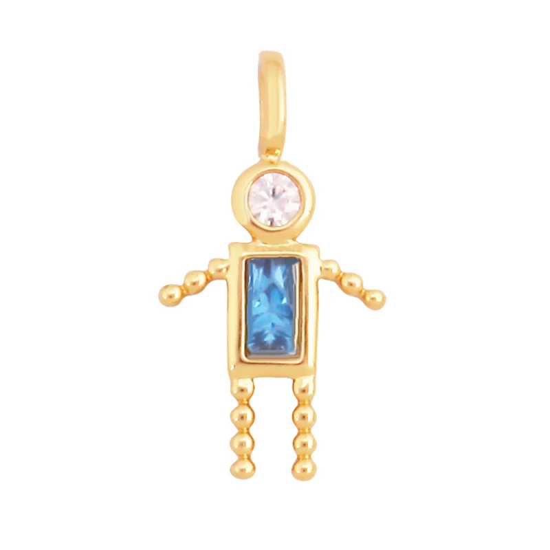 Trendy Love Boy Girl Geburtsstein Zirkonia Charm Anhänger, echte 18K Gold Halskette Armband für DIY handgemachten Schmuck Versorgung S04 – Detail 25