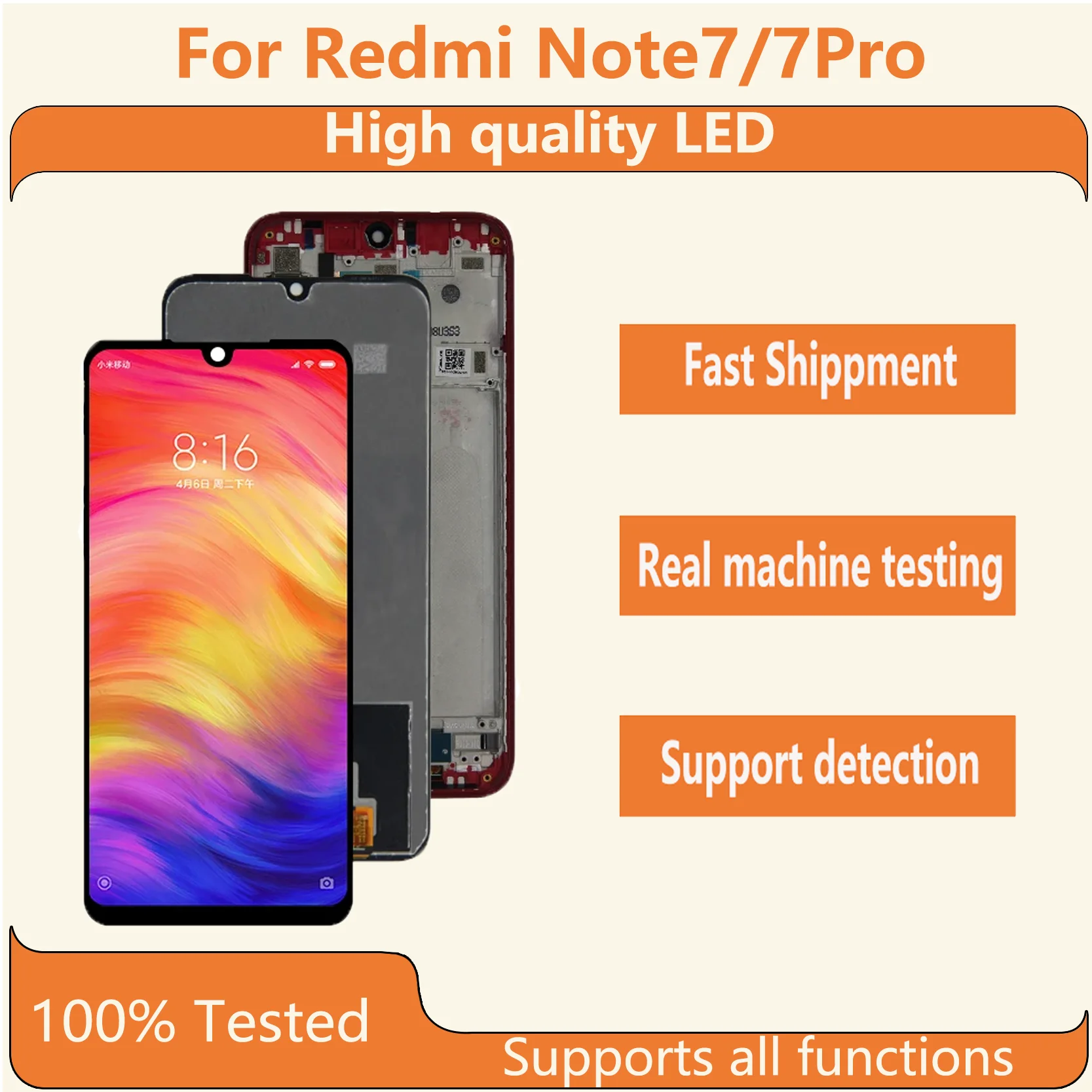 

Original redmi Note7/7Pro special AMOLED LCD screen and frame display, digitizer assembly screen replacement parts