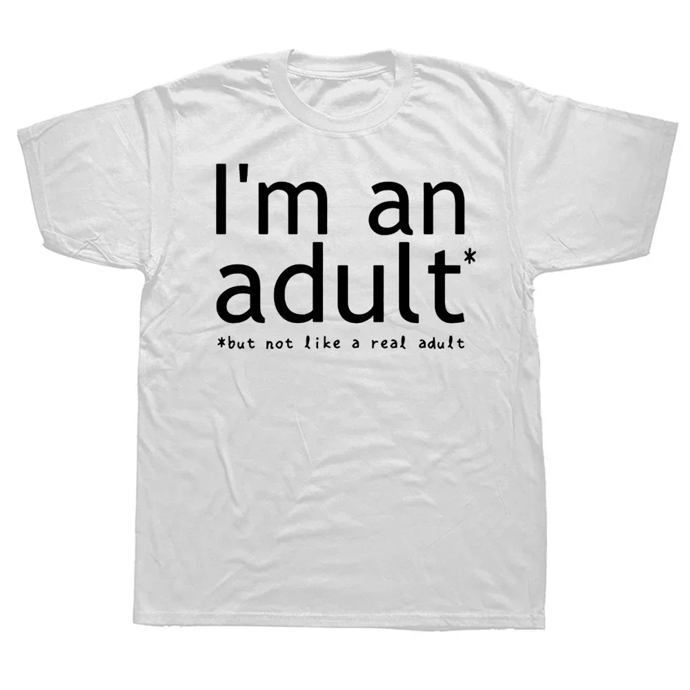 T-Shirt for Men Sayings Quote Letter Print Tee Top 18 Year Old Clothes I'm An Adult Technically Funny18th Birthday Gift harajuku