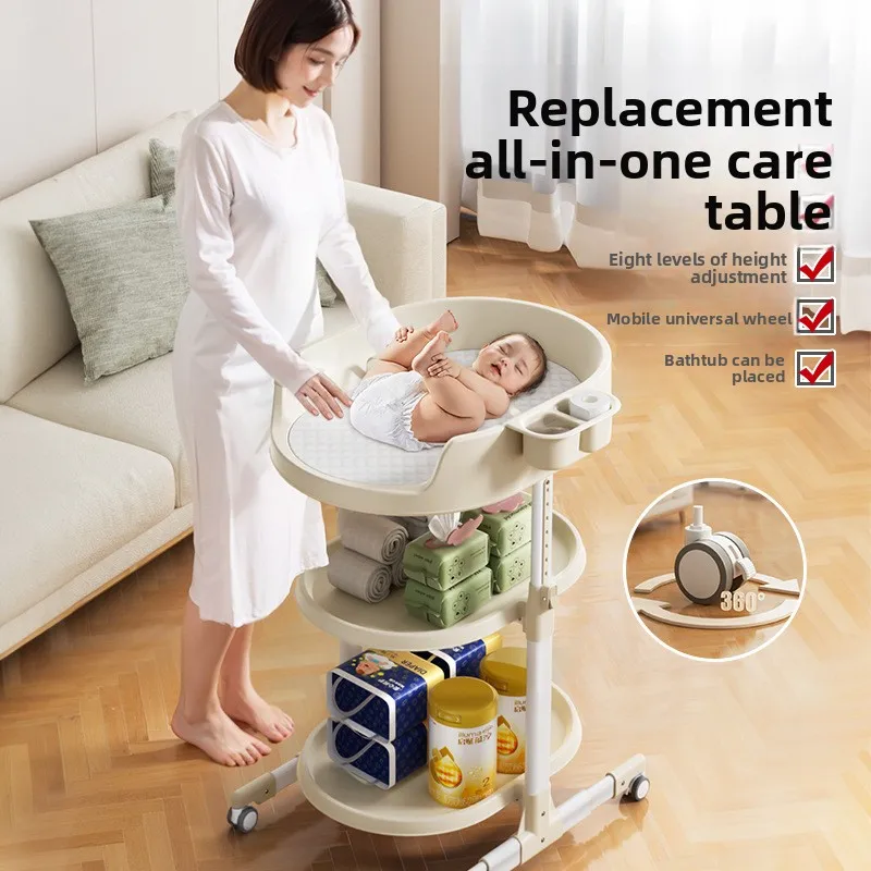 Baby Diaper Table Baby Touch Nursing Table Diaper Change Movable Newborn Bath Rack Crib Movable