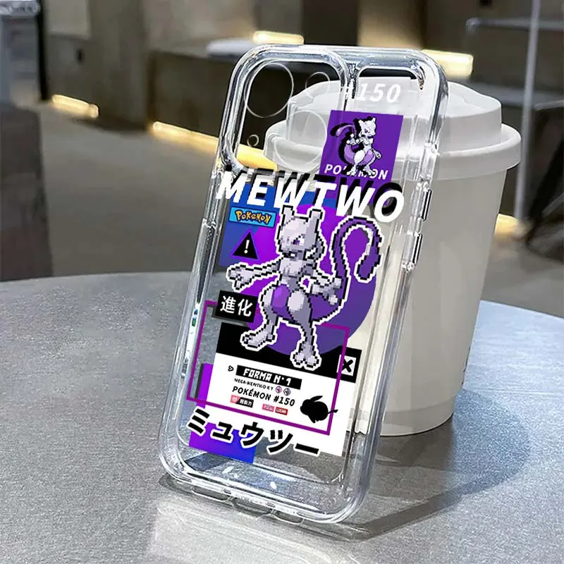 P-Pokemons Anime Cute Phone Case For Apple iPhone 17 16e 16 15 14 13 12 11 Pro Max Plus Mini TPU Soft Transparent