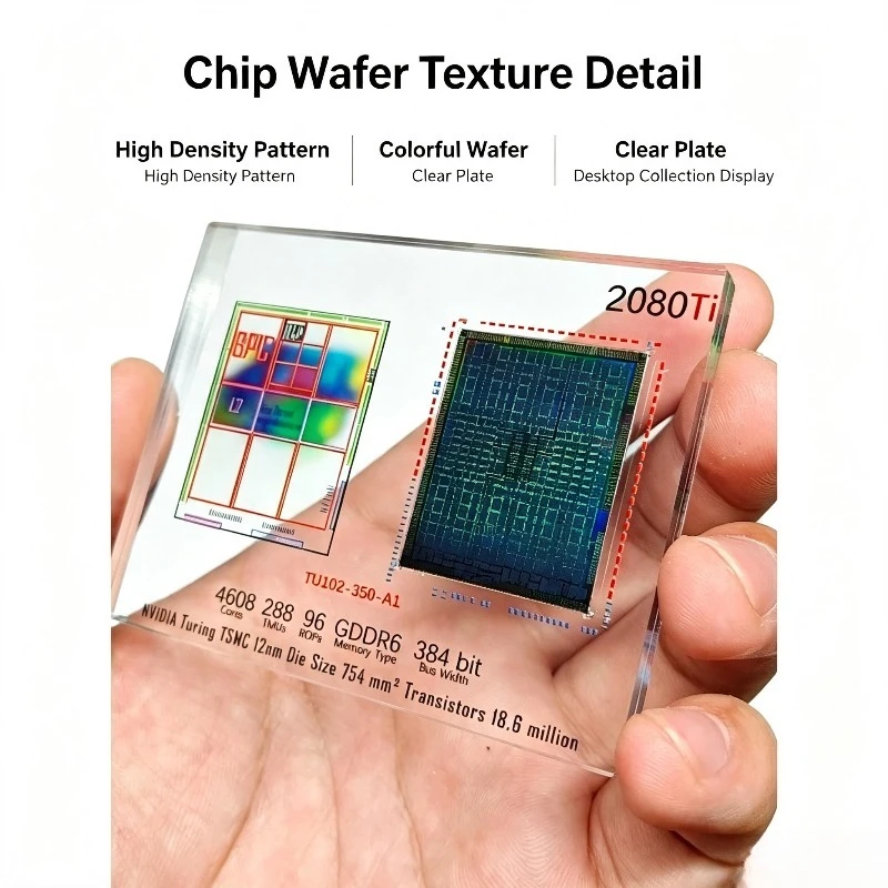 RTX2080Ti GPU Silicon Wafer Ornament Replacement Graphics Card Core Chip Component For PC GPU Repair Tech Collectible Desktop