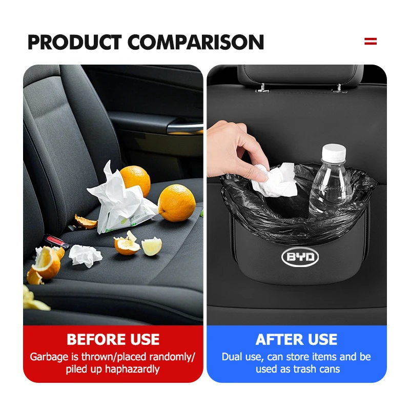 Car Trash Can Suspended Garbage Bin Storage Bag Accessories For BYD S6 S8 E5 E6 G6 L3 S7 G7 Tang Song Qing Yuan Han Max - view 2