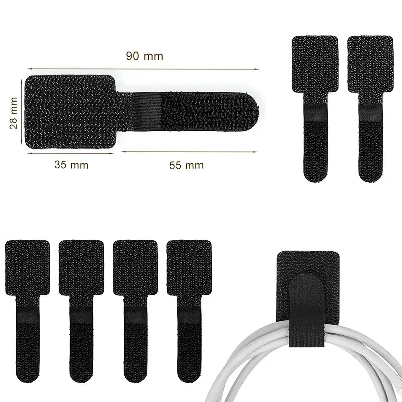 Neue wiederverwendbare Kabelbinder, selbstklebende Kabelhalter, verstellbare Kabelaufbewahrung, Desktop-Organizer. – Detail 4