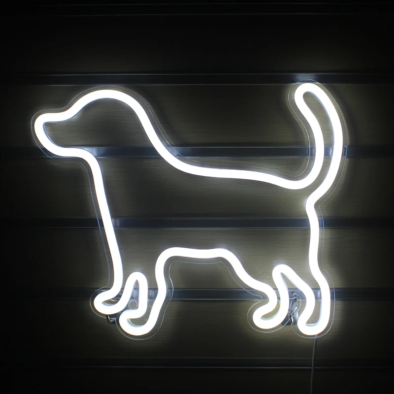 Wanxing LED Small Dog Shaped Neon Light Sign Acrylic Wall Hanging USB Power Neon Night Lamp For Kawaii Room Decor Shop Gift